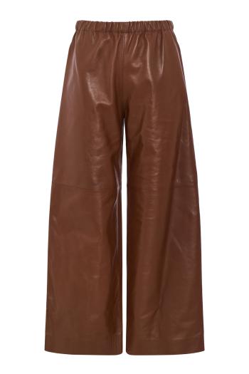 Leather wide-leg pants in coloniale