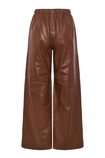 Leather wide-leg pants in coloniale