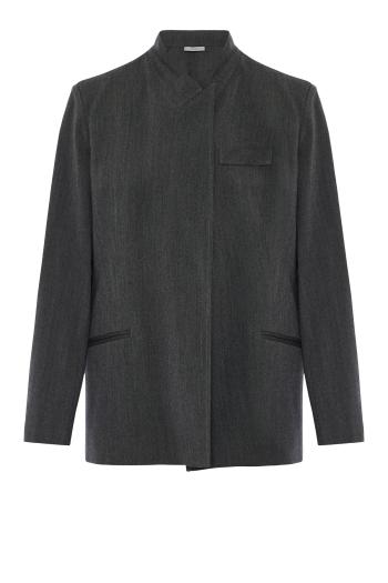 Wool and cashmere herringbone blazer in charcoal
