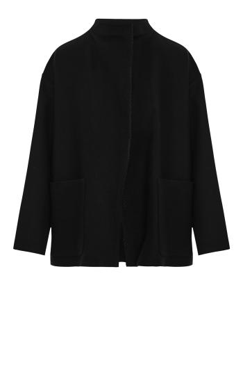 Wool cocoon jacket in black
