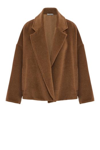 Llama and wool oversized jacket in bronzo