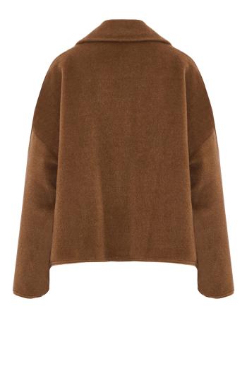 Llama and wool oversized jacket in bronzo