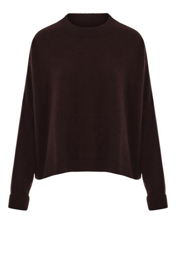 Cashmere crew neck sweater in truffle