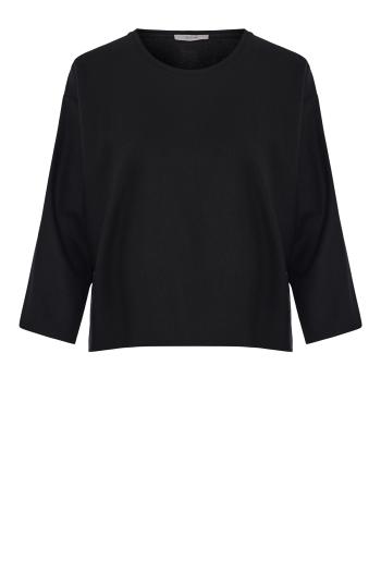 Wool flannel-twill T-shirt in black