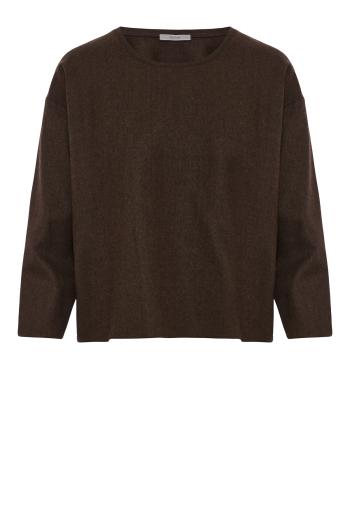 Wool flannel-twill T-shirt in brown