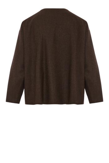 Wool flannel-twill T-shirt in brown