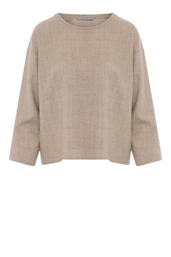 Wool flannel-twill T-shirt in oatmeal