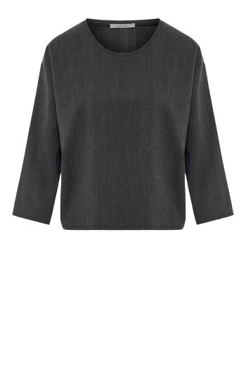 Wool and cashmere herringbone T-shirt in charcoal