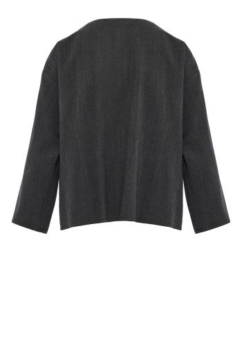 Wool and cashmere herringbone T-shirt in charcoal