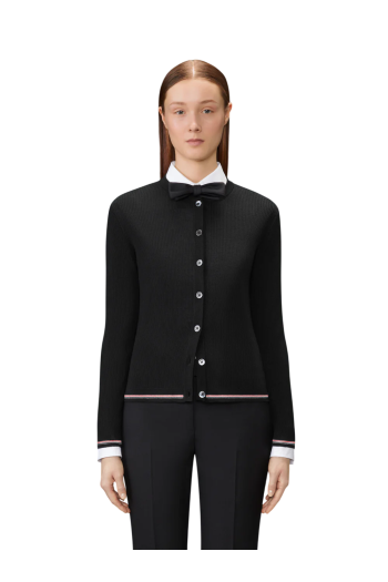 Wool rib-knit cardigan in black