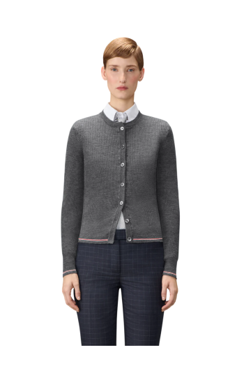 Wool rib-knit cardigan in grey