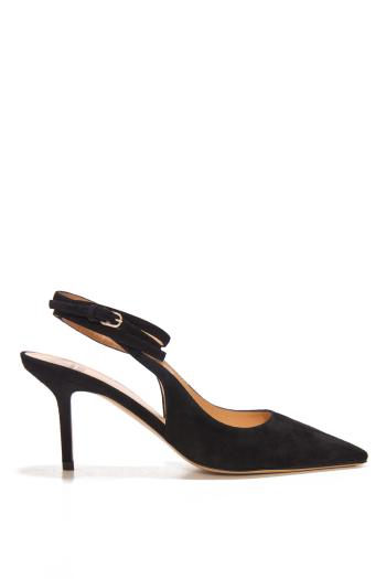 75 suede ankle-strap slingback pumps in black