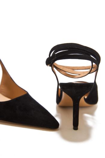 75 suede ankle-strap slingback pumps in black