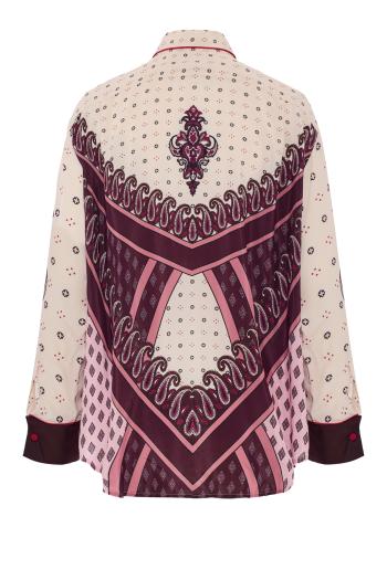 Aether silk-viscose piped shirt in rose