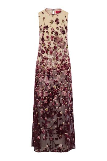 Megera silk devoré maxi dress in bordeaux
