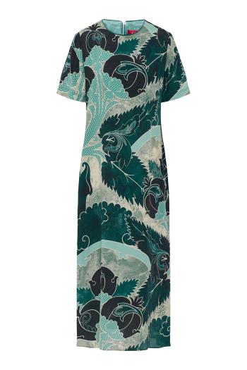 Peitho silk-viscose pleated maxi dress in verdone