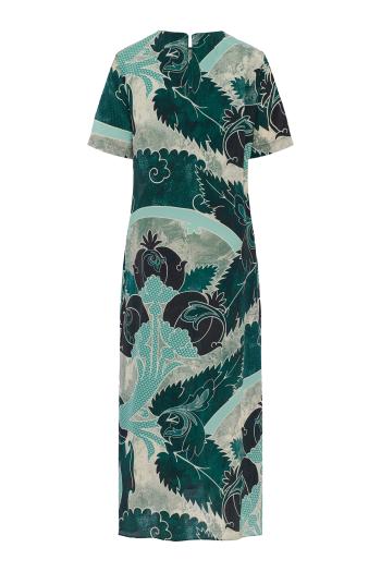 Peitho silk-viscose pleated maxi dress in verdone