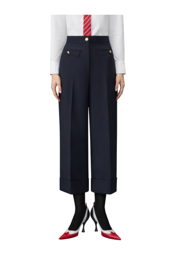 Wool cropped wide-leg pants in navy