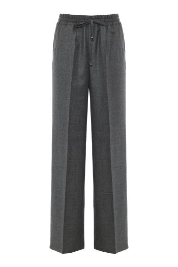 Wool drawstring pants in grey