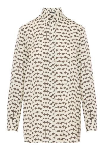 Printed silk shirt in cream and black