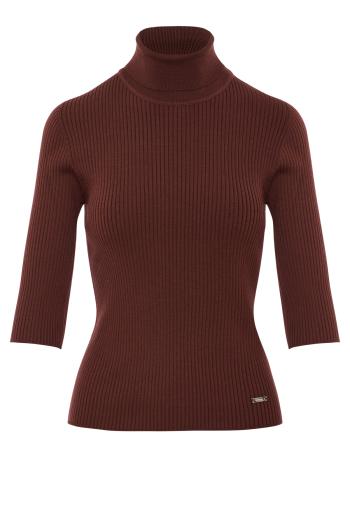 Wool turtleneck sweater in brown