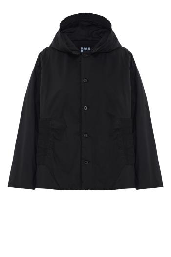 Petra hooded cotton-nylon jacket in black