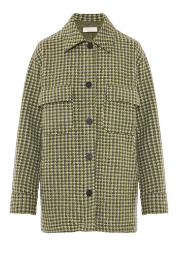 Cashmere houndstooth overshirt in green