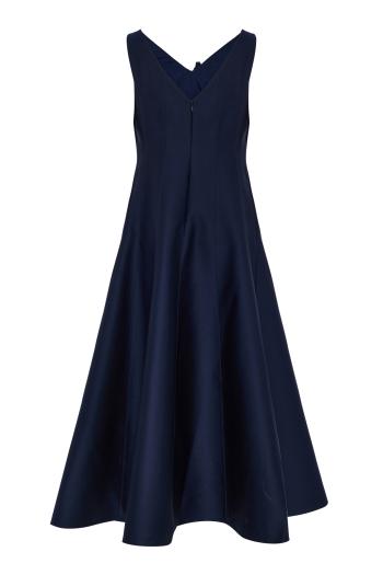 V-neck flower appliqué maxi dress in navy