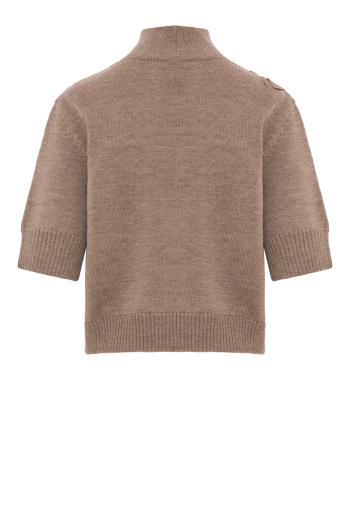 Hibiscus embroidered knit sweater in brown