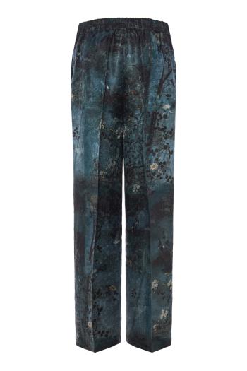 Silk wide-leg pants in teal