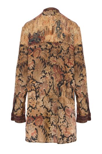 Aloe silk tapestry shirt in brown