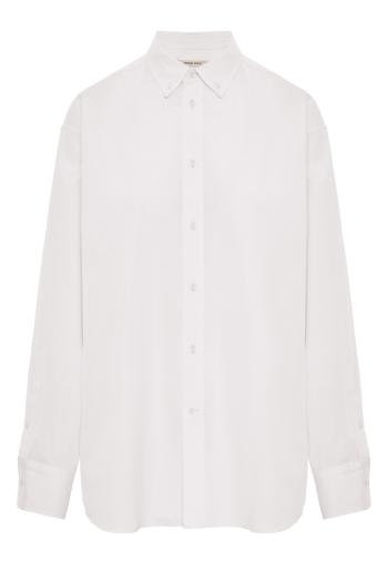 Cotton button-collar shirt in white