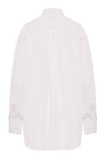 Cotton button-collar shirt in white
