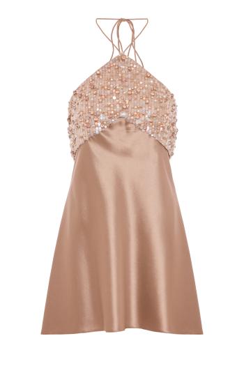 The Jeanne mini dress in truffle