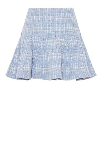 Check knit mini skirt in blue