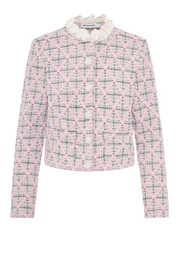 Check knit cardigan in pink