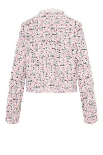 Check knit cardigan in pink