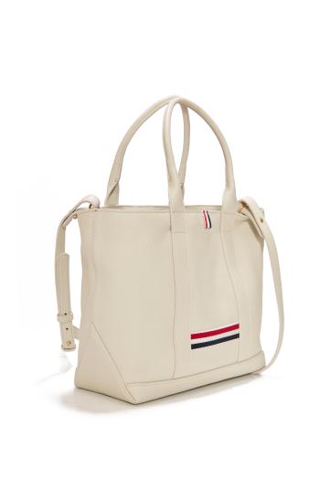 Leather small tool tote in off white
