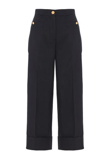 Wool cropped wide-leg pants in navy
