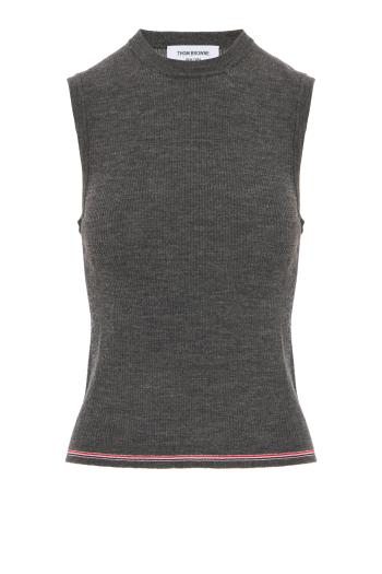Wool rib-knit shell top in grey
