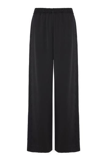 Lace-trimmed crepe pants in black
