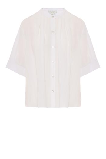 Gathered crepe shirt in optic white
