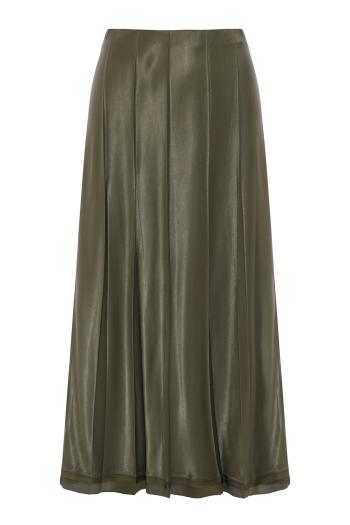 Viscose pleated maxi skirt in pine green