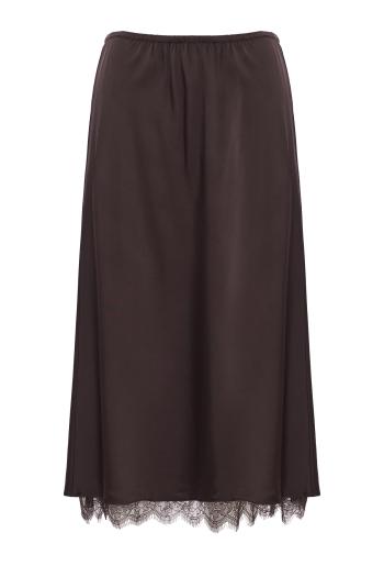 Viscose lace-trim slip skirt in iron