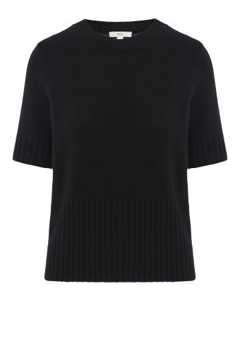 Wool-cashmere ribbed sweater in black