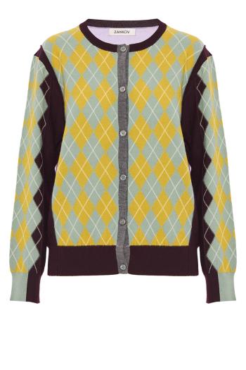 William colourblock wool cardigan in lemon