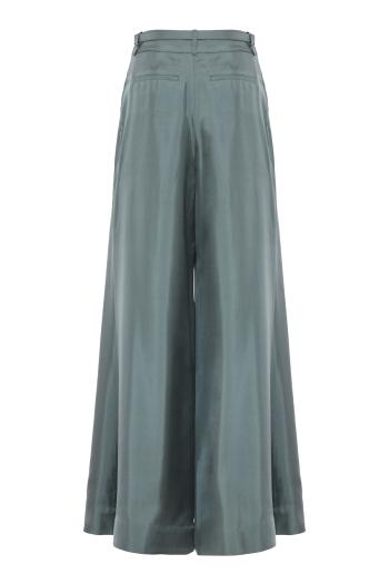 Wide leg silk pant in airforce