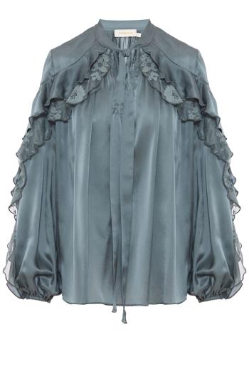 Valiant flutter blouse in deco blue