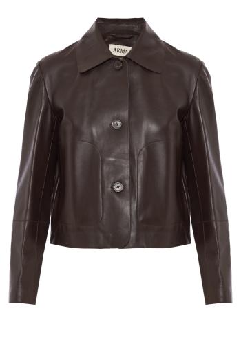 Emy tailored leather jacket in coffee bean