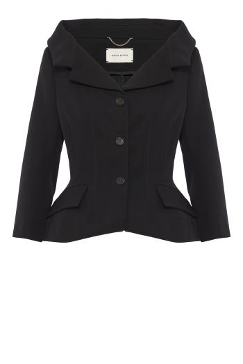 Rose peplum cotton blazer in black
